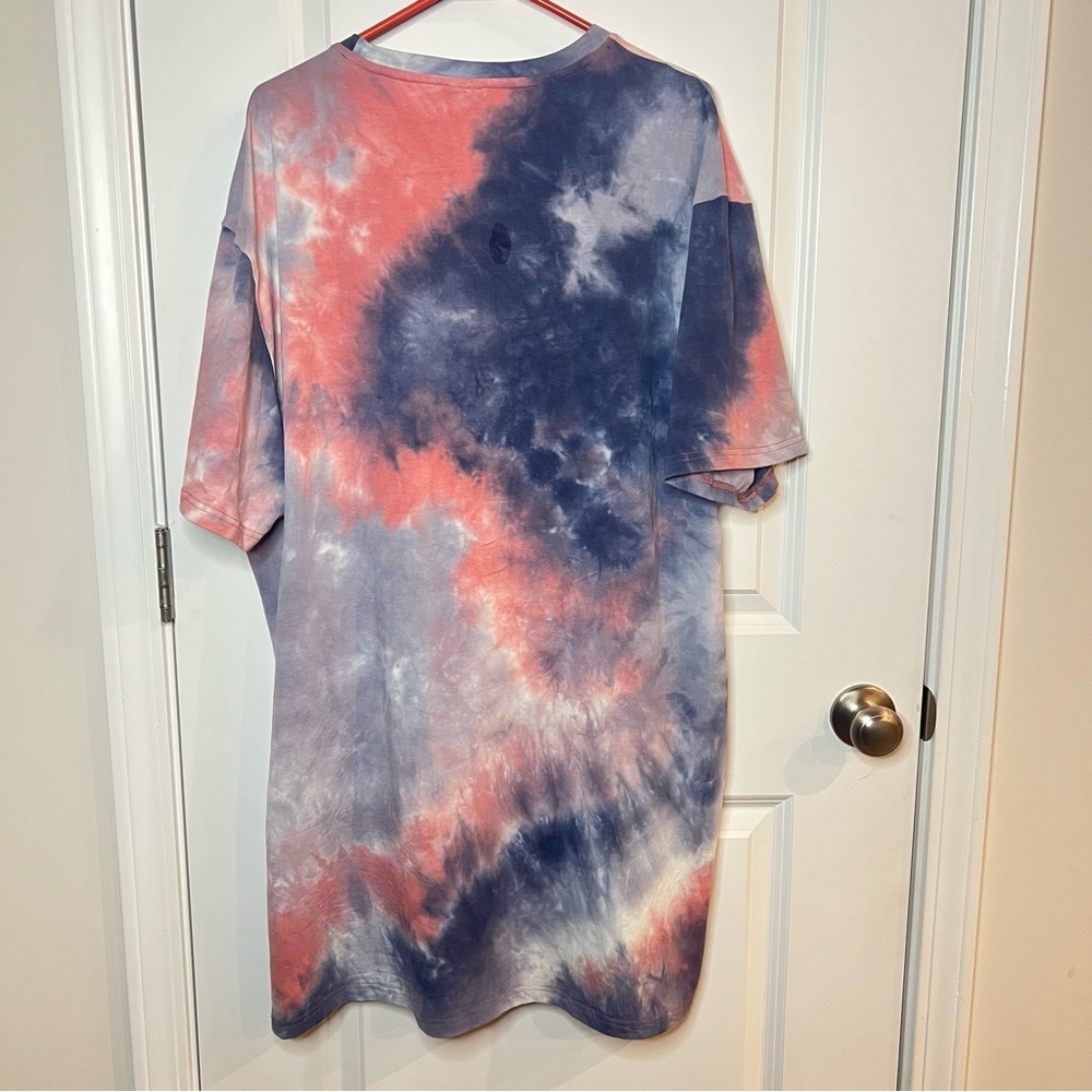 Tie-Dye Short Sleeve Tee unisex indoor lounge comfy long Sz XXL/ Tall - Picture 3 of 5